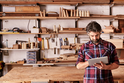 a carpenter in his shop