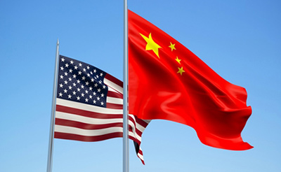 Chinest and American flags