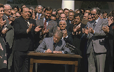 Jimmy Carter signing Public Works/Jobs Program Legislation